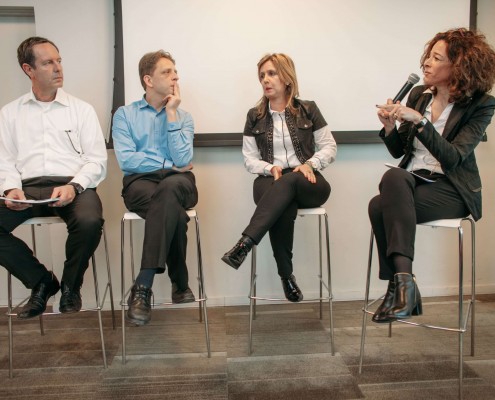 תמונה מתוך פאנל בהשתתפות אורנה הוימן בכור, ח"כ רועי פולקמן, והשר לשעבר אופיר פינס פז בהנחיית יפעת זמיר, במהלך הכנס "שקיפות ככלי עבודה"